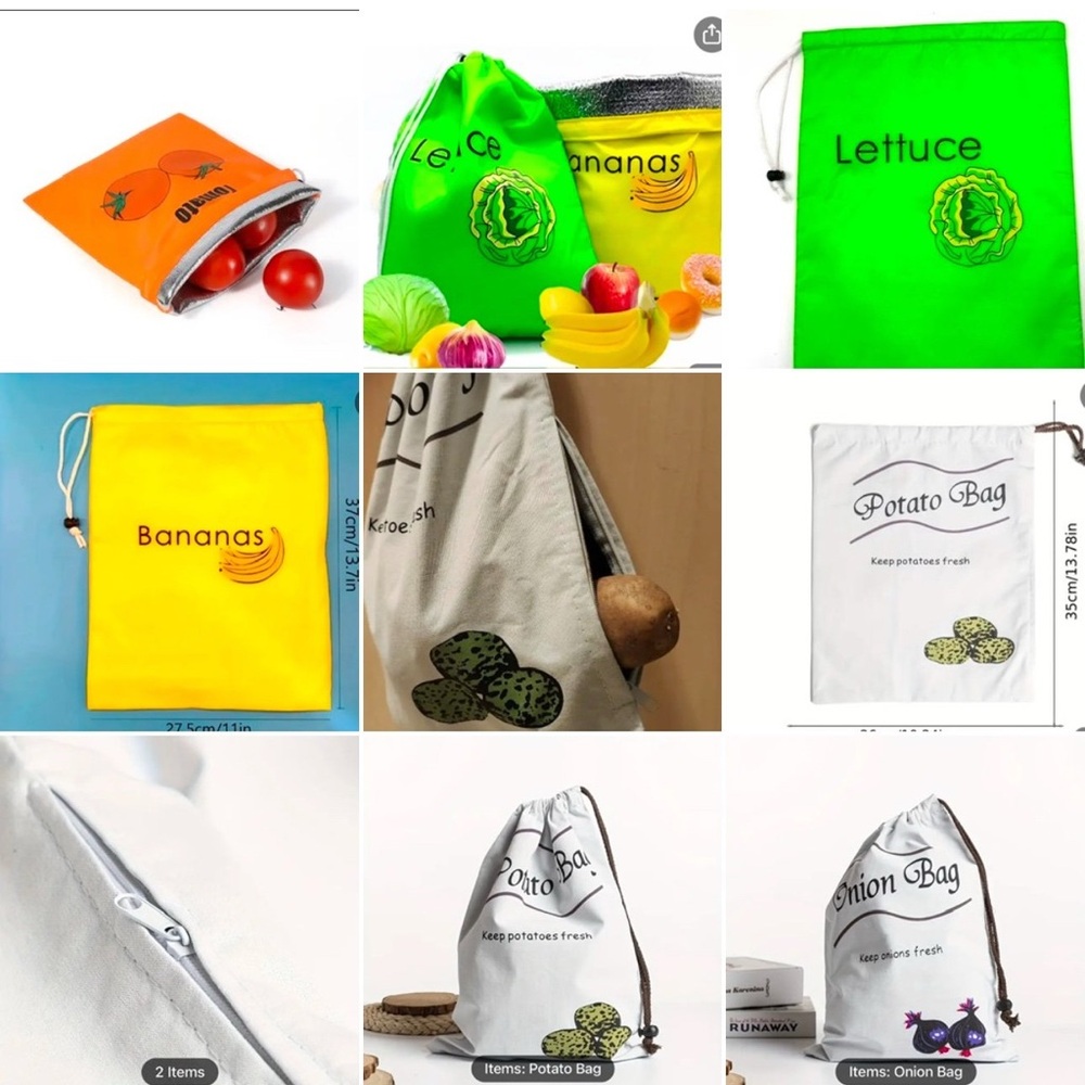 *NEW* FIVE pieces Reusable Vegetable &Fruit Storage Bags Set